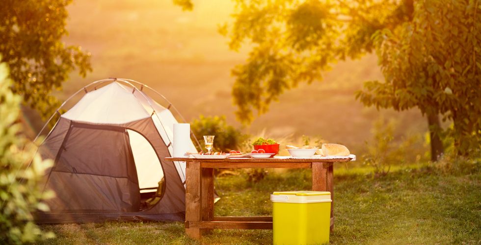 Tent opgezet op de camping
